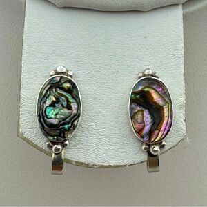 Vintage Mexican Sterling Silver Abalone Screw Back Earrings